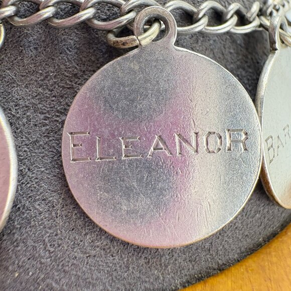 VTG Solid Sterling Silver 925 Name Tags ID Chain Bracelet Size 7" Length - Picture 8 of 16